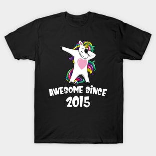 Awesome Since 2015 Birthday Dabbing Unicorn T-Shirt